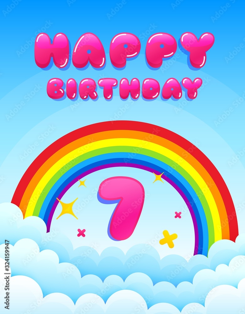 7-years-happy-birthday-banner-with-rainbow-and-clouds-seven-years