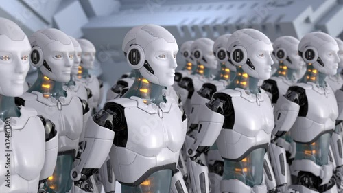 Army, Robot, Cyborg, Artificial, intelligence, Crowd, Model, Contemporary, Futuristic, In a Row, Order, Technology, bionic, render, row, Choice, 3D, Communication, Computer, Concepts, Ideas, Imaginati