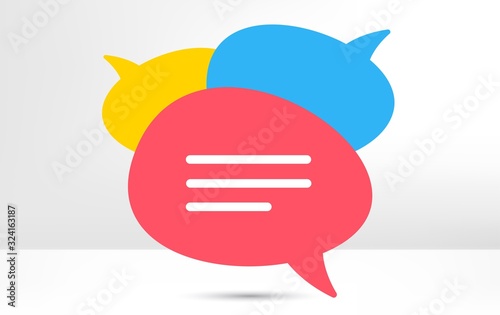 Chat bubble icon. Contact message sign. Talk, speak symbol. Communication balloon template. Support message or contact icon. Talking, thinking chat bubble. Thought sign. Vector