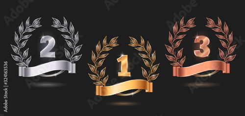 Contest Awards Emblems Realistic Set
