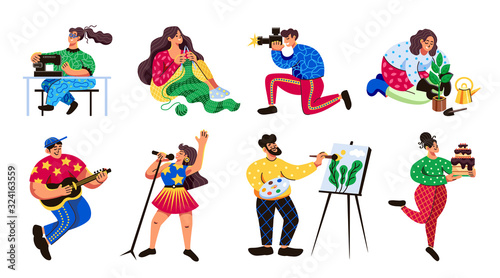 Hobbies People Characters Set