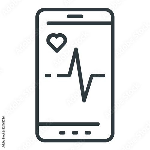 Phone pulse line icon on white background