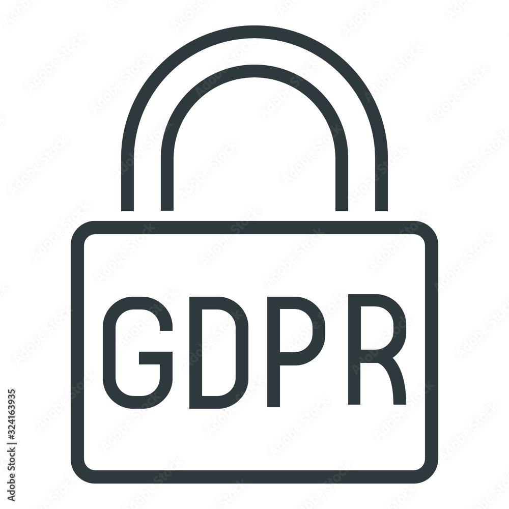 General Data Protection Regulation line icon on white background General Data Protection Regulation line icon on white background