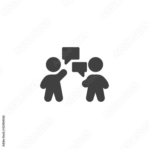 People conversation vector icon. Chat message filled flat sign for mobile concept and web design. Two people speech glyph icon. Symbol, logo illustration. Vector graphics