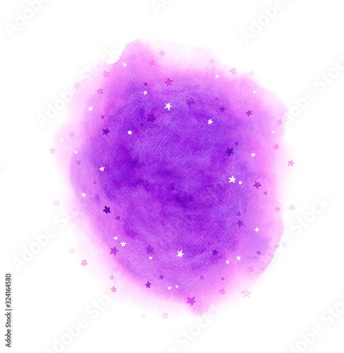 abstract purple background in galaxy concept. watercolor hand painting illustration. Design element for wallpaper, packaging, banner, poster, flyer.