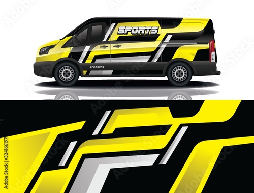 Van car wrapping decal design