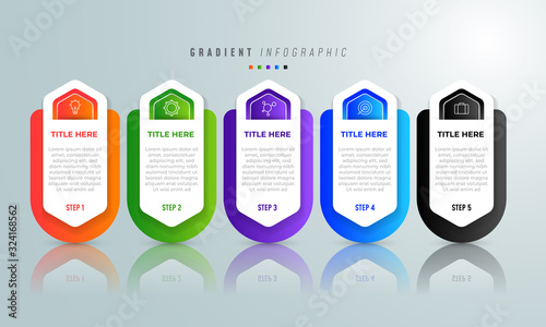 Element business presentation infographics unique. 5 option workflow