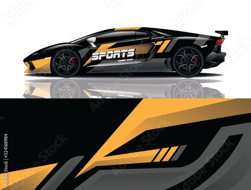 Sports car wrapping decal design