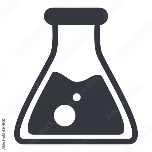 Vector Black Silhouette Icon - Flatt Bottom Flask .Chemical Lab Glassware.