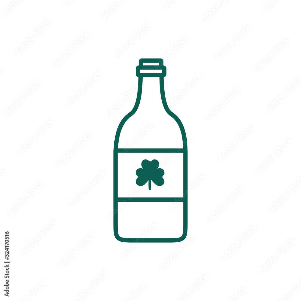 saint patricks day beer bottle with clover leaf line style saint patricks day beer bottle with clover leaf line style