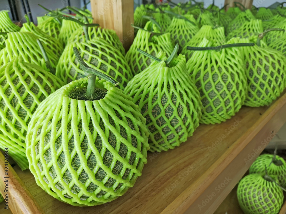 Sell of fresh ripe melons on the market Sell of fresh ripe melons on the market