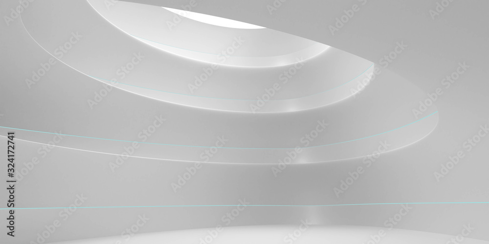 Obraz premium modern futuristic abstract white architecture background 3d render illustration with day lighting
