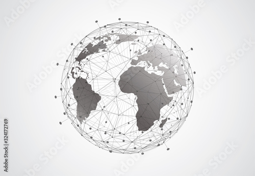 Global network connection. World map point and line composition concept of global business. Vector Illustration