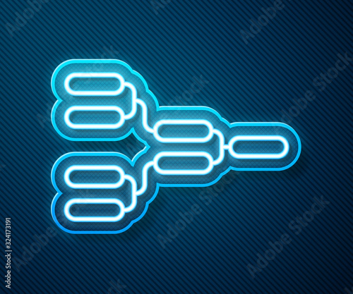 Glowing neon line Results and standing tables scoreboard championship tournament bracket icon isolated on blue background. Vector Illustration