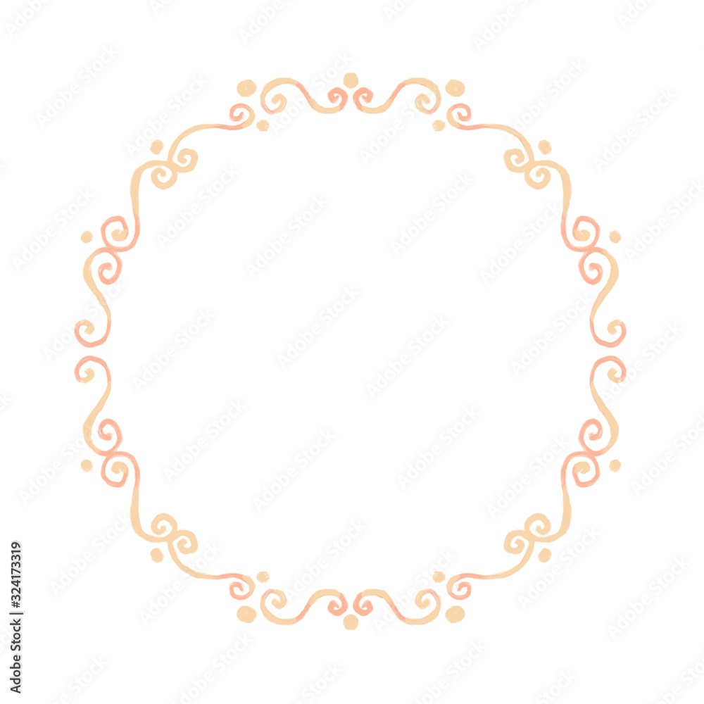 Beautiful simple wreath with hand drawn in pastel color. Round frame with simple flowers. Floral background with blank space for your text. Beautiful simple wreath with hand drawn in pastel color. Round frame with simple flowers. Floral background with blank space for your text.