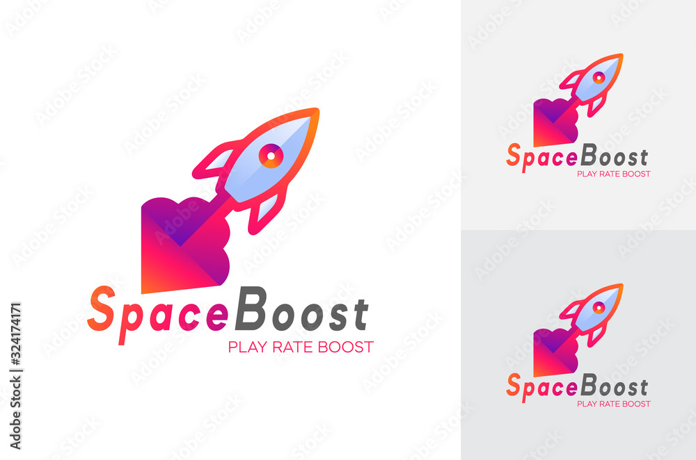 speed boost rocket abstract logo design template