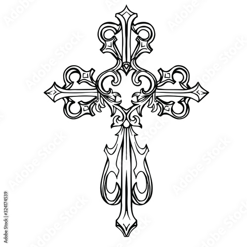 Cross icon. Hand drawn vector illustration