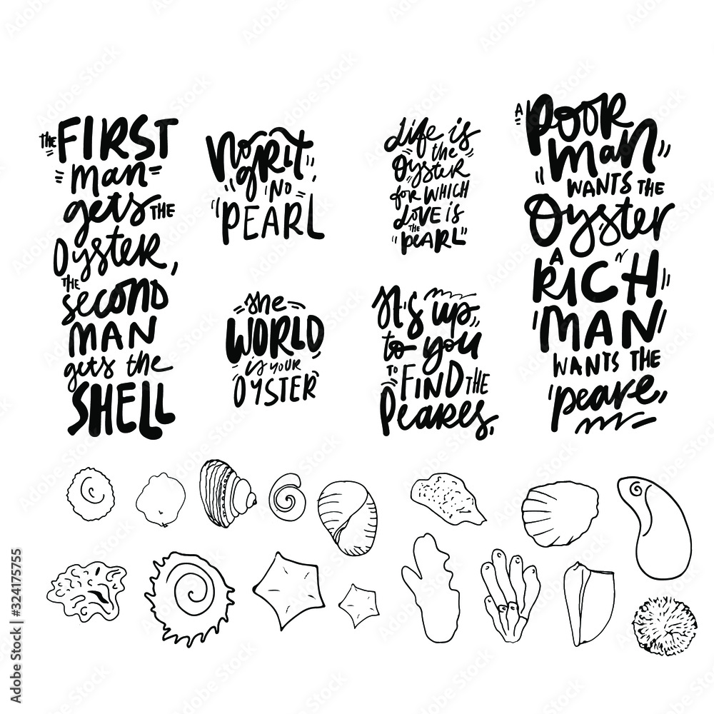 Oyster quote fot design. Shell illustration. Oyster quote fot design. Shell illustration.
