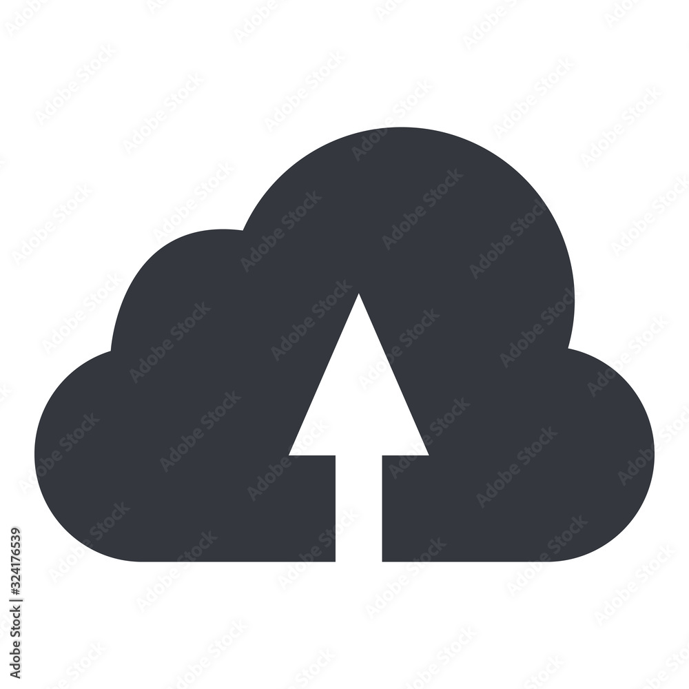 Vector Black Silhouette Icon - Cloud. Upload Sign. Vector Black Silhouette Icon - Cloud. Upload Sign.