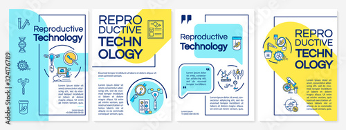 Reproductive technology brochure template. Medication for infertility. Flyer, booklet, leaflet print, cover design with linear icons. Vector layouts for magazines, annual reports, advertising posters