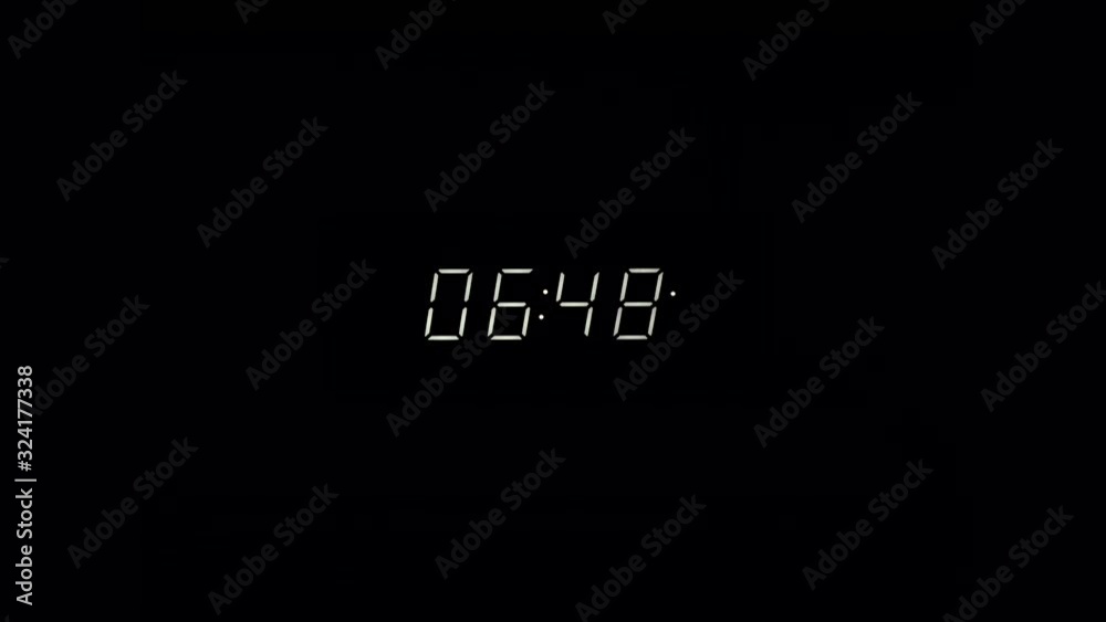 Digital clock timelapse, morning alarm