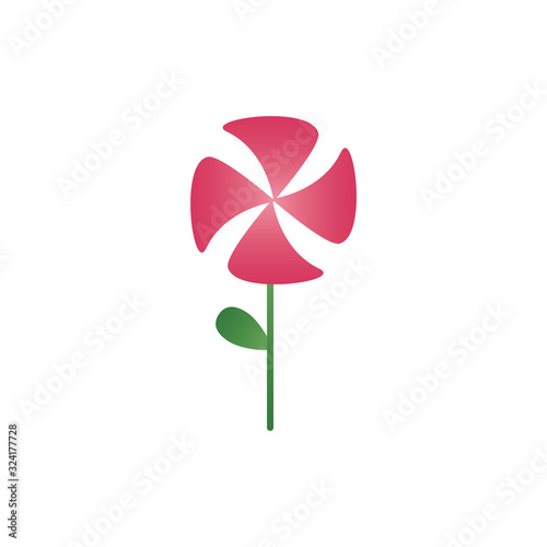 cute flower with leaf spring degradient style icon photo