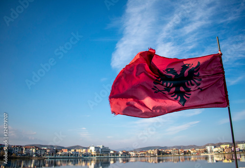 flag on background of blue sky