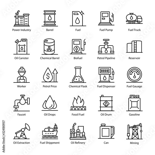  Oil Industry Line Icons Pack 