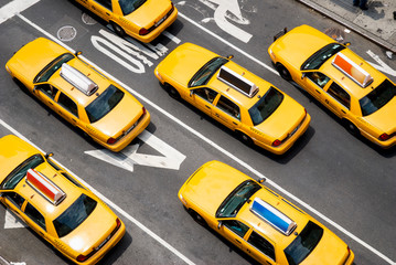 Sierkussen New York taxi Taxi's vanuit de lucht op Broadway  © PeskyMonkey