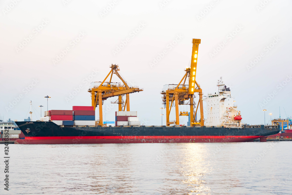 Logistics and transportation of Container Cargo ship bangkok, thailand