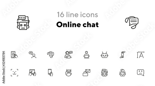 Online chat line icon set. Algorithm, bot, correspondence. Communication concept. Can be used for topics like information technology, robotic science, machine learning
