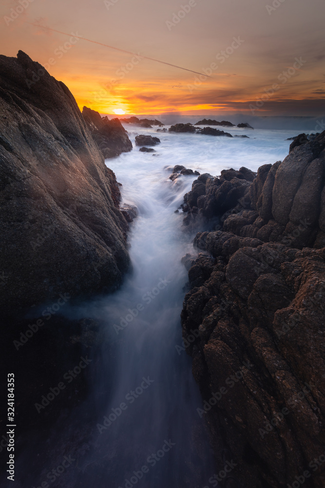 Monterey coast at sunset, California, United States. Monterey coast at sunset, California, United States.