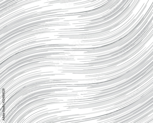  Abstract background with optical illusion wave. Black and white horizontal lines with wavy distortion effect for prints, web pages, template, posters, monochrome backgrounds and pattern