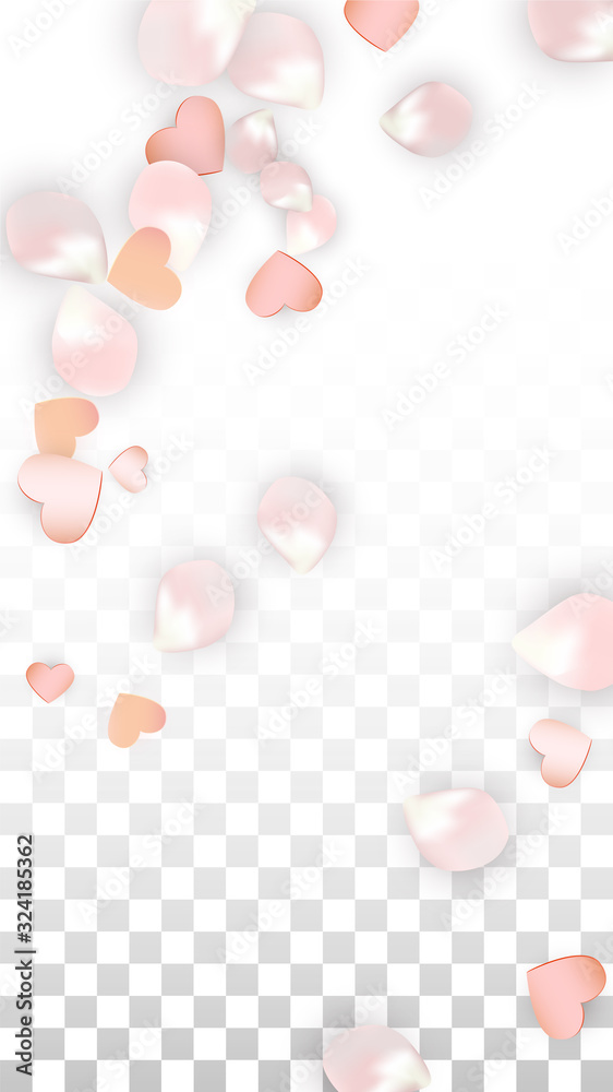 Vector Realistic Petals and Hearts Confetti. Flying Sakura and Hearts on Transparent Background. Wedding Invitation Background. Spring Romance Poster. Vector Illustration for Anniversary Design. Vector Realistic Petals and Hearts Confetti. Flying Sakura and Hearts on Transparent Background. Wedding Invitation Background. Spring Romance Poster. Vector Illustration for Anniversary Design.