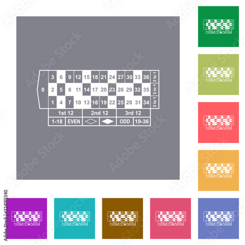 Roulette table square flat icons