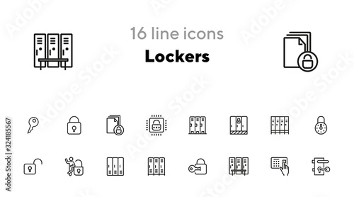 Lockers line icon set. Gym, school, key, safe. Lock concept. Can be used for topics like safety, security, privacy