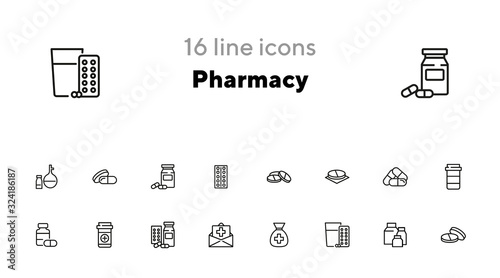 Pharmacy icon set. Drugstore concept. Vector illustration can be used for topics like apothecary, pharmaceuticals, medicine