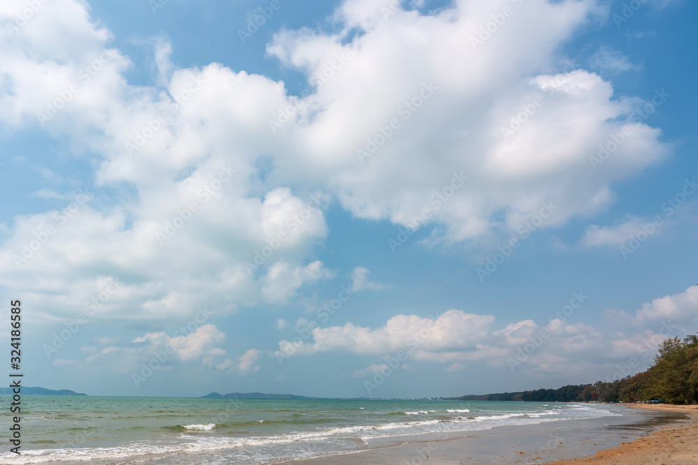 beautiful blue sky tropical paradise coast beach ocean summer sea view at Samed Island, Rayong, Koh Samet, Thailand.