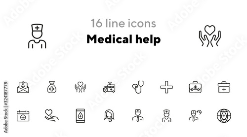 Medical help icon set. Hospital concept. Vector illustration can be used for topics like apothecary, hospital, drug company