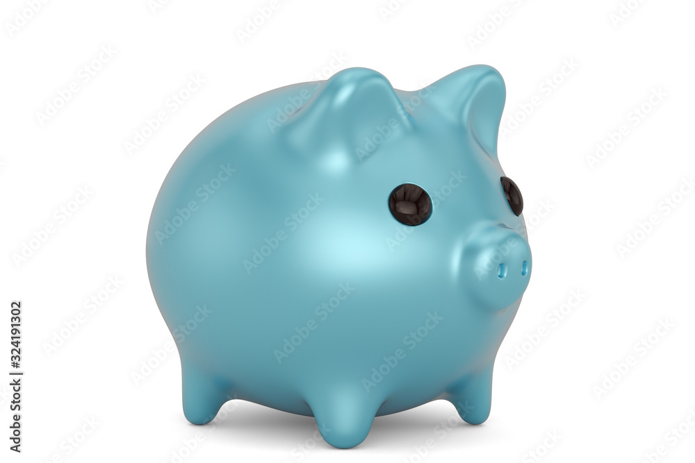 Blue piggy bank 3D rendering isolated on white background Blue piggy bank 3D rendering isolated on white background