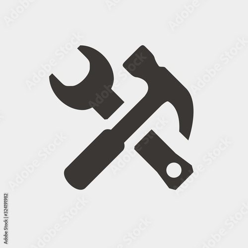 hammer amd wrench icon vector illustration and symbol for website and graphic design