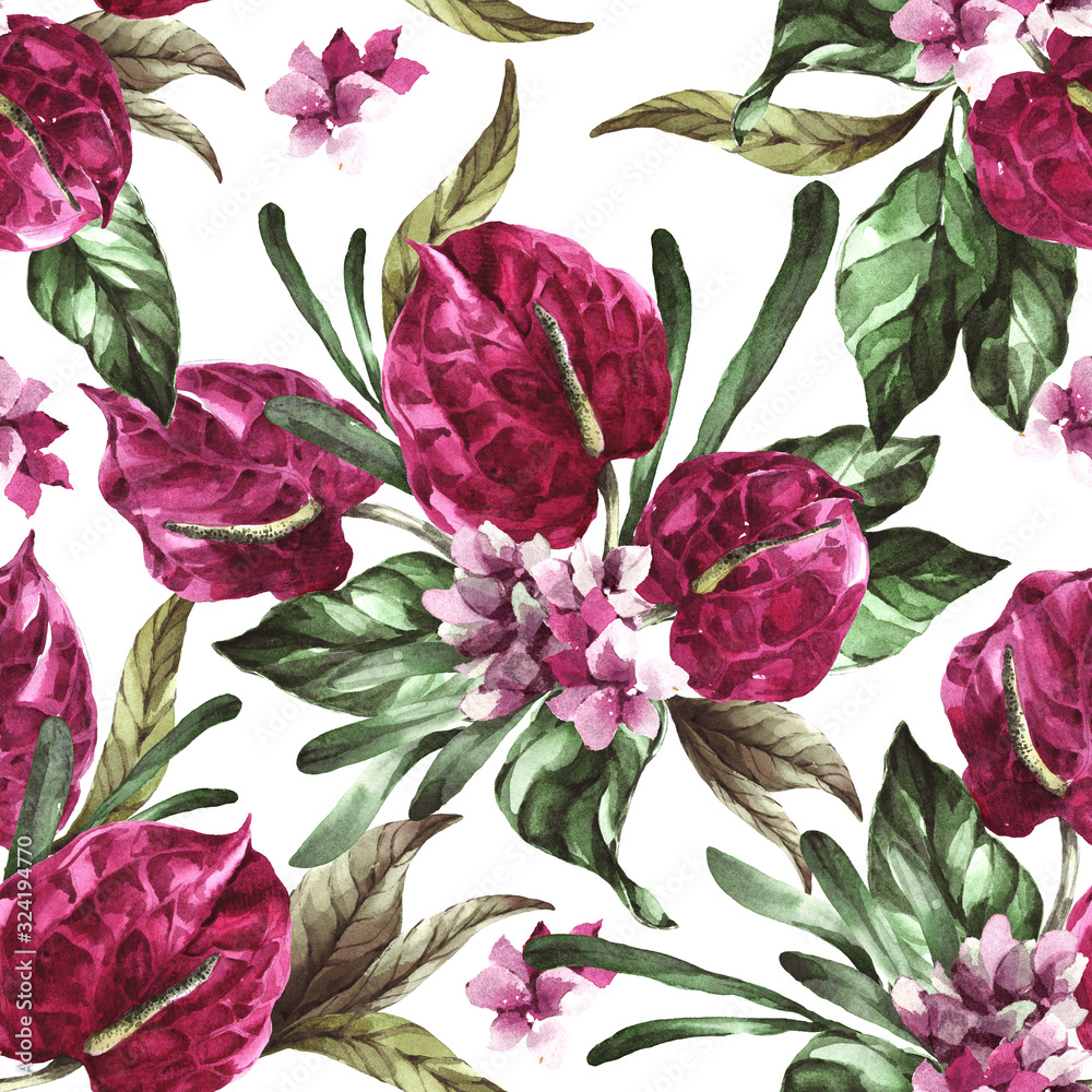 seamless pattern burgundy flowers