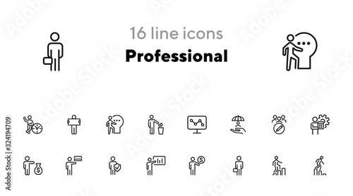 Professional line icon set. Banker, accountant, investor, seller. Business concept. Can be used for topics like finance, banking, career