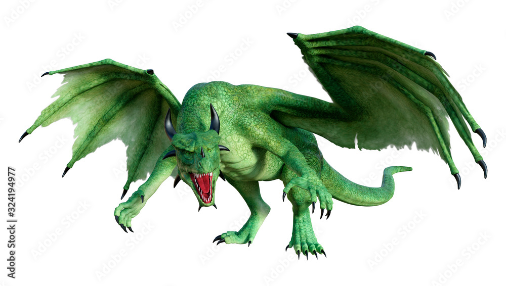 Fototapeta premium 3D Rendering Fairy Tale Dragon on White