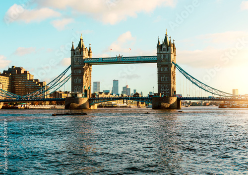 London  UK Europe  23 12 2019  Tower Bridge at sunset in London  United Kingdom