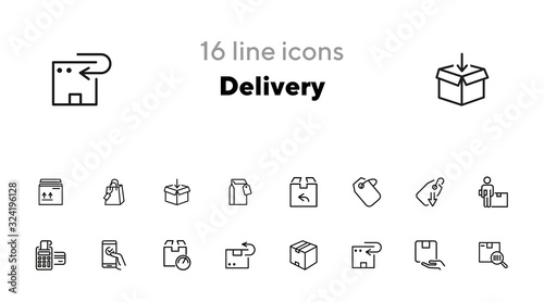 Delivery line icon set. Set of line icons on white background. Shopping concept. Shop, box, payment. Vector illustration can be used for topics like modern life, urban, comfort