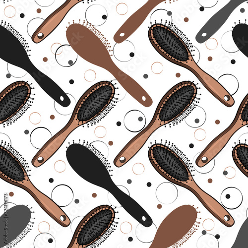 Comb for hair. Seamless pattern. Stylish texture. Barber symbol. Vector Illustration. On white background. photo