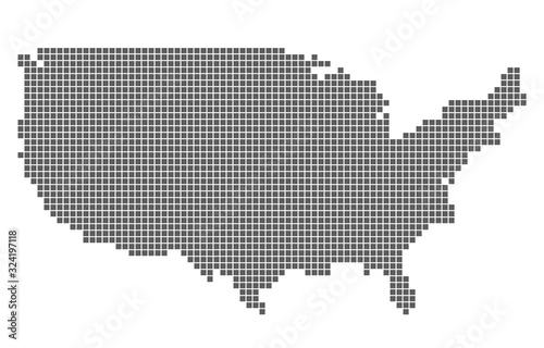 Pixel dotted polka dot map of USA