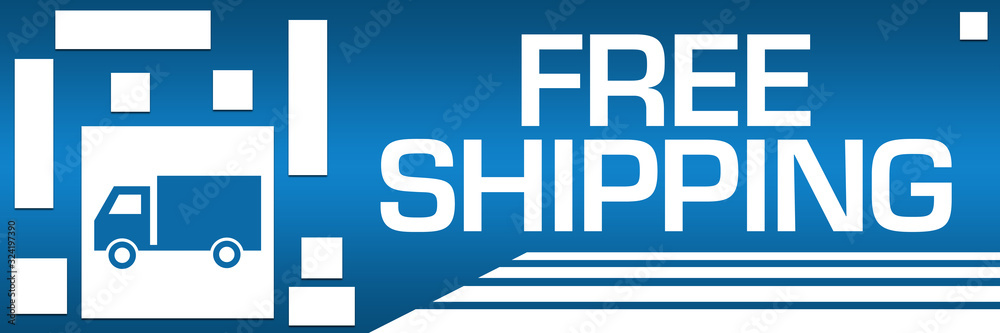 Free Shipping Blue Squares White Left Free Shipping Blue Squares White Left