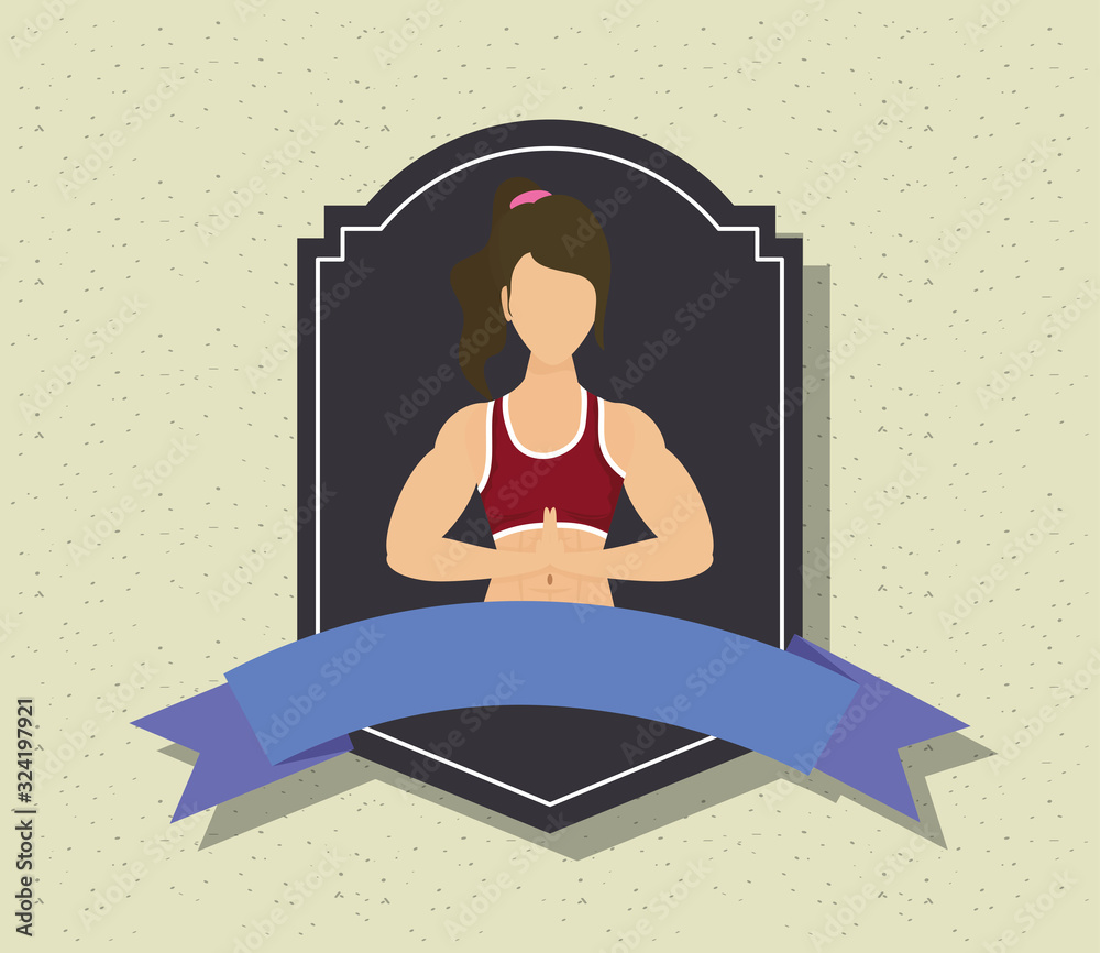 young woman athlete with ribbon frame
